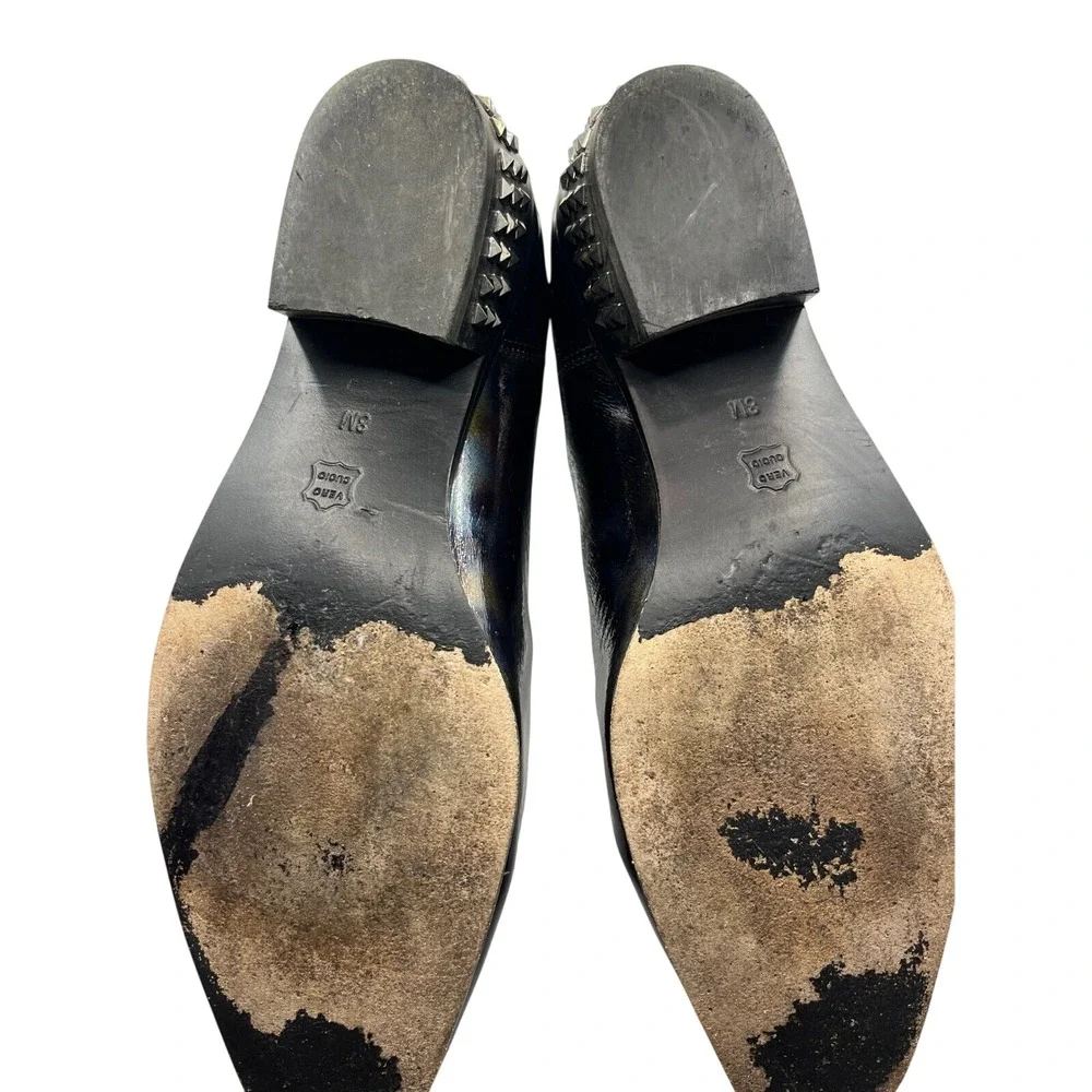 Donald Pliner Iridescent Patent Leather‎ Studded Heel Chelsea Boots Womens 8M